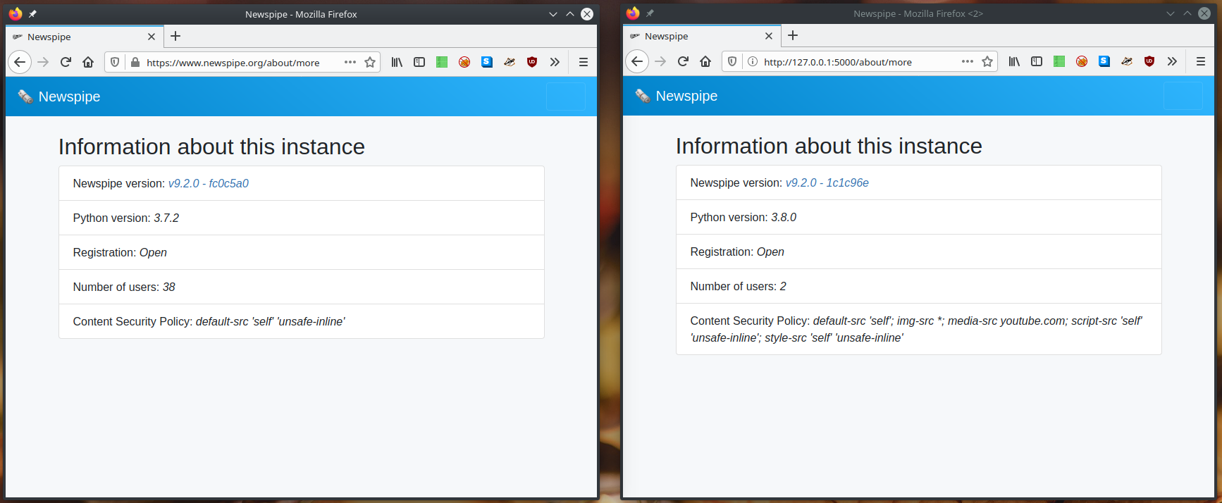 Content Security Policy in Newspipe